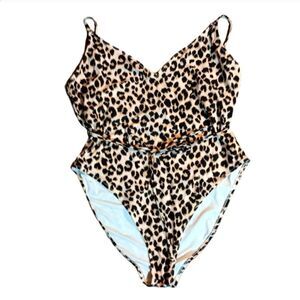 Old Navy - Cheetah Leopard Print One‎ Piece Tie High Waist Bathing Suit SKUW290
